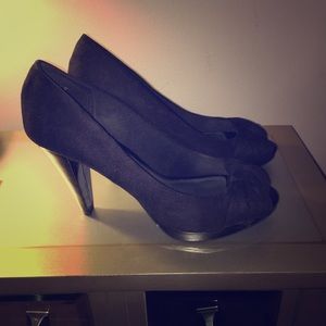 Black Faux Suede Pumps